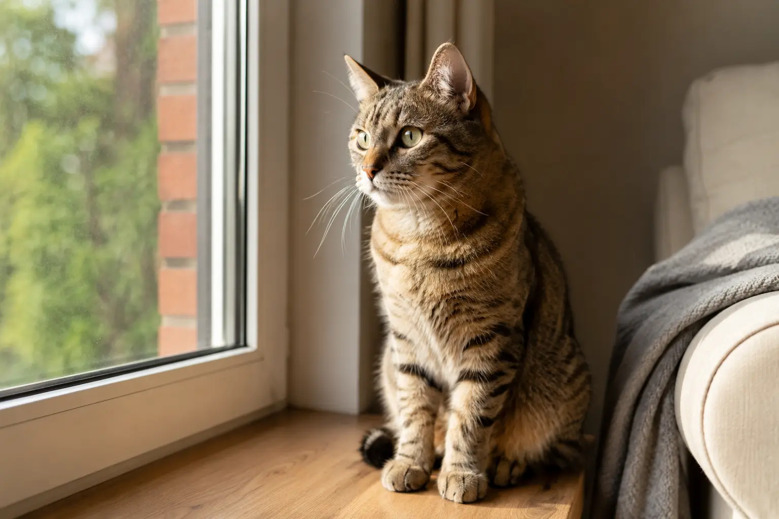 Karton kutudan merakla bakan tekir kedi